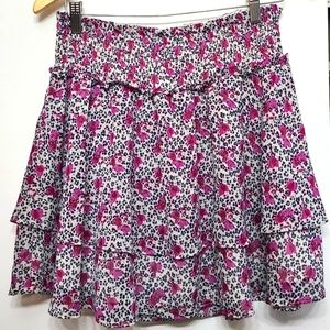 4/$24 Express Pull On Tiered Mini Skirt Size Med. In Floral Print